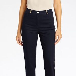 St. John Sport Navy Blue Stretch Cotton Twill Straight Leg Pants